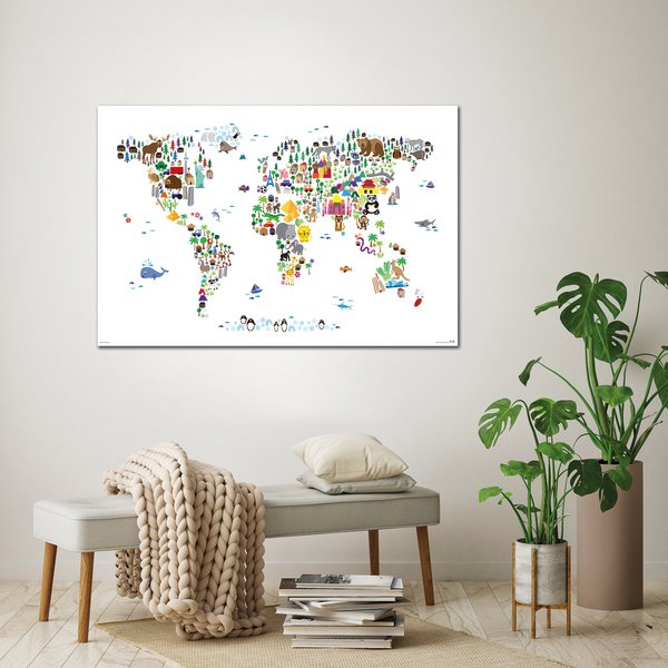Animal Map Of The World Poster