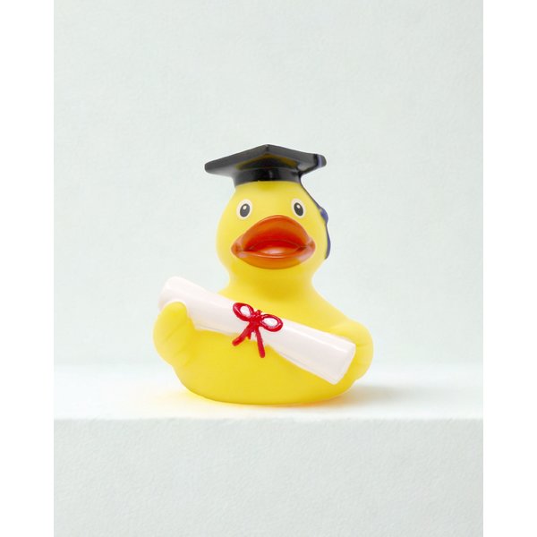 Badeente mit Bachelor Hut und