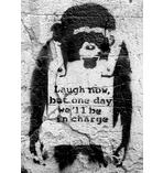 Banksy Poster Affe Laugh now,