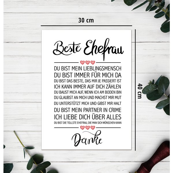Beste Ehefrau Kunstdruck