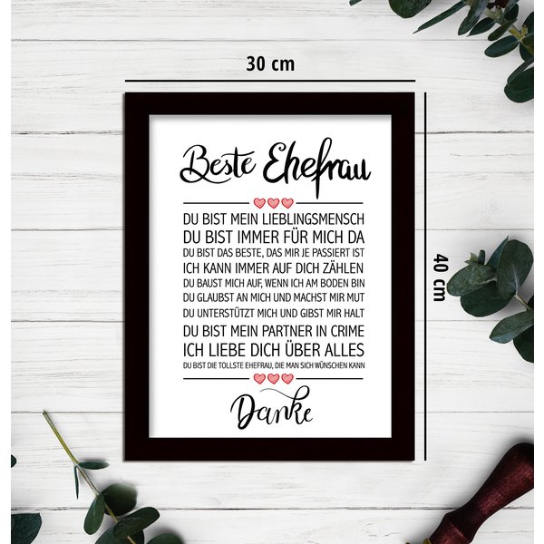 Beste Ehefrau gerahmter