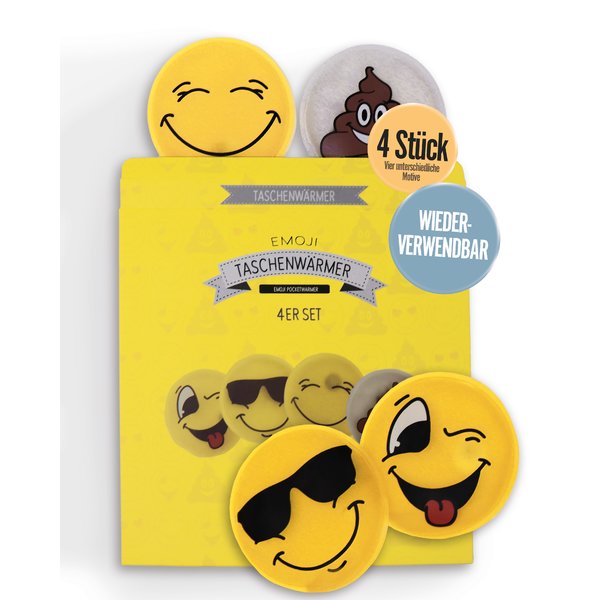 Emoji Taschenw&auml;rmer 4er Set
