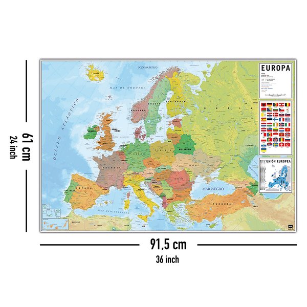 Europakarte Poster Flaggen mit