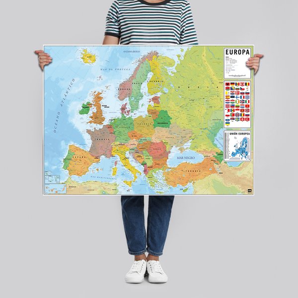 Europakarte Poster Flaggen mit