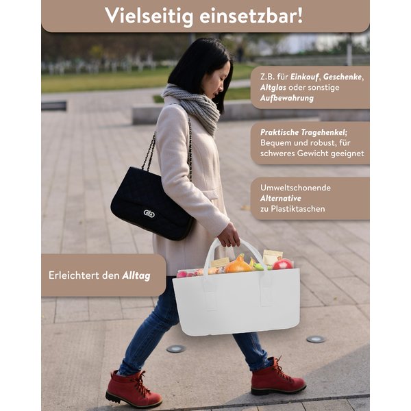 Filztasche Kaminholz Wei&szlig;