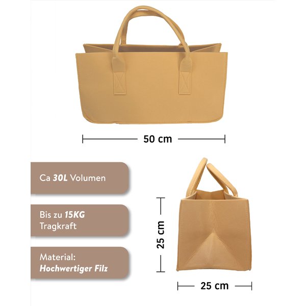 Filztasche Kaminholz Beige