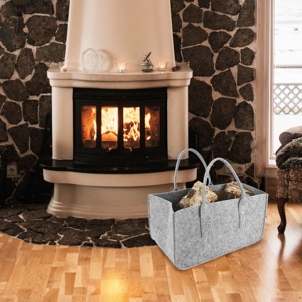 Filztasche Kaminholz Hellgrau