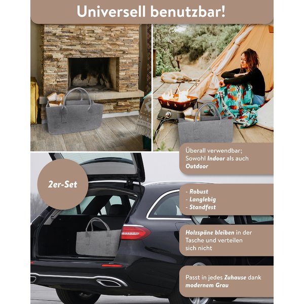 Filztasche Kaminholz 2-er Set