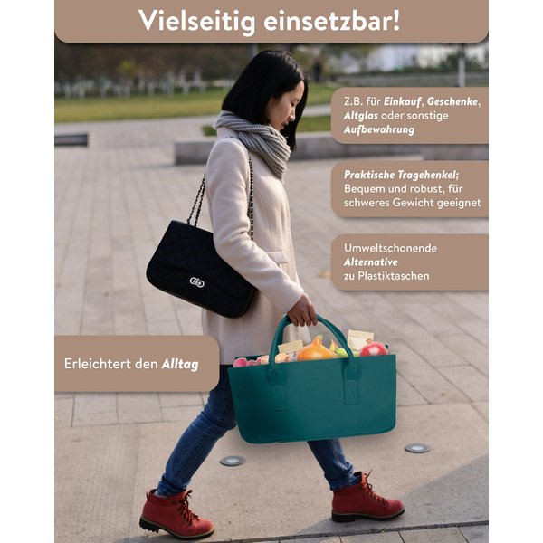 Filztasche Kaminholz Petrol