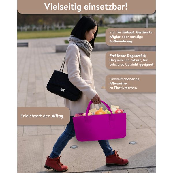 Filztasche Kaminholz Pink