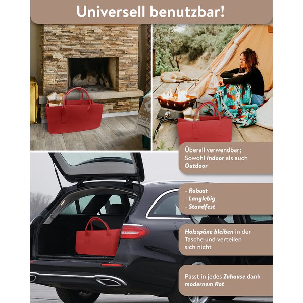 Filztasche Kaminholz Rot