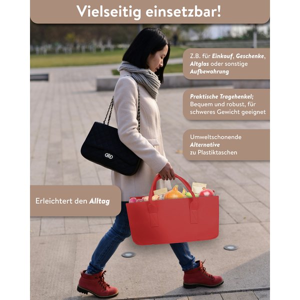 Filztasche Kaminholz Rot