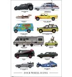 Four Wheel Icons Poster