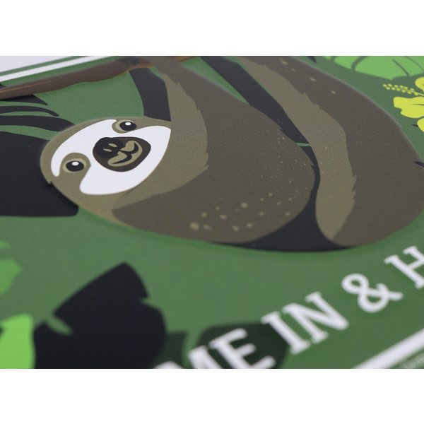 Faultier Blechschild Come In