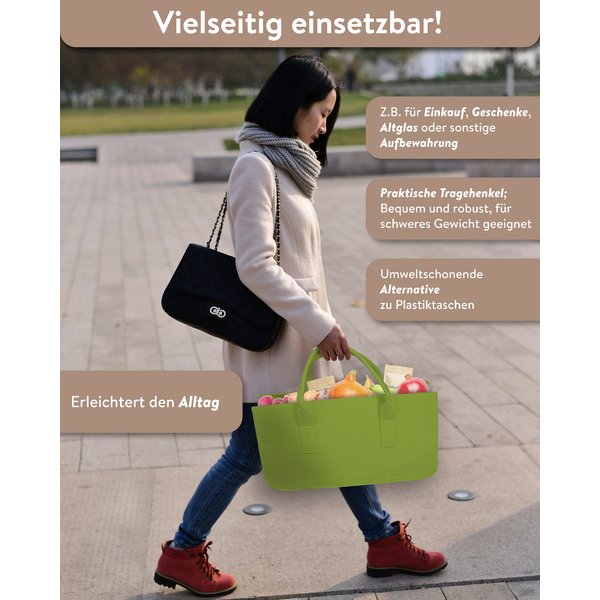 Filztasche Kaminholz Gr&uuml;n