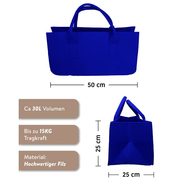 Filztasche Kaminholz Royalblau