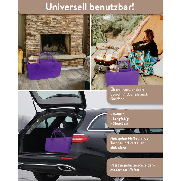 Filztasche Kaminholz Orchidee