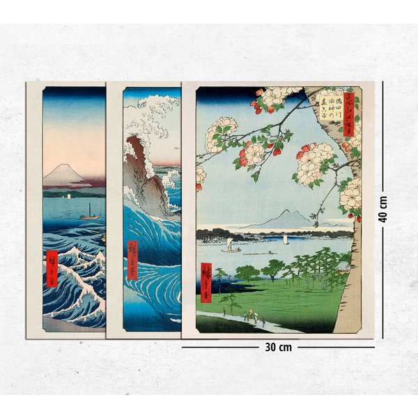 Hiroshige Kunstdruck 3er-Set