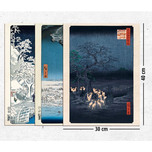 Hiroshige Kunstdruck 3er-Set