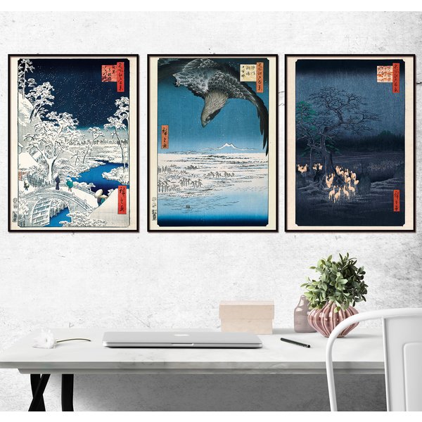 Hiroshige Kunstdruck 3er-Set