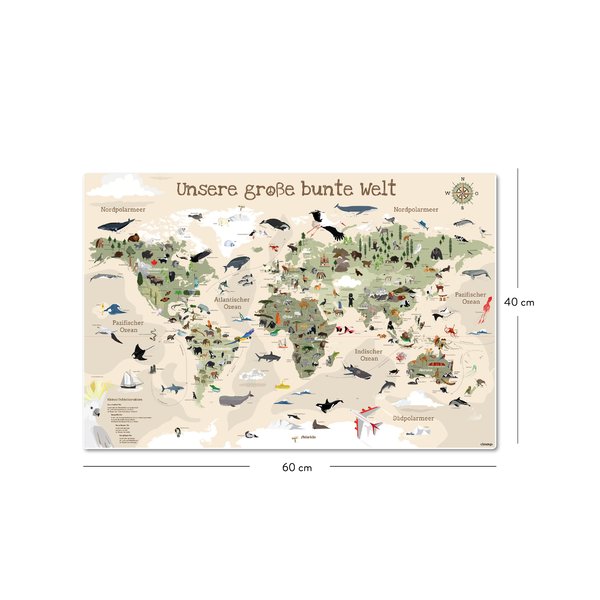 Kinder-Weltkarte Beige Version