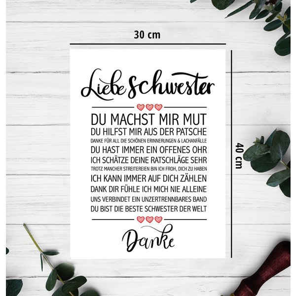 Liebe Schwester Kunstdruck