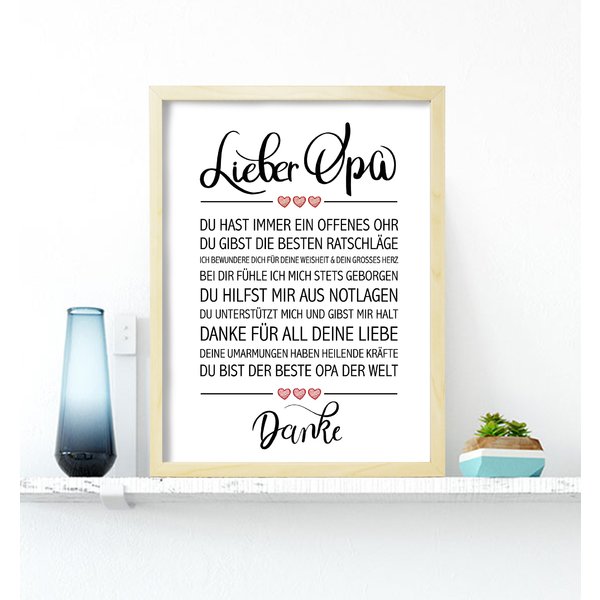 Lieber Opa gerahmter