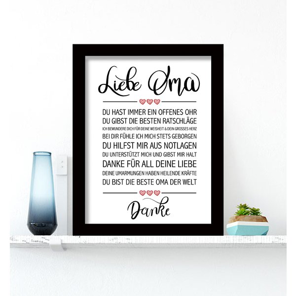 Liebe Oma gerahmter