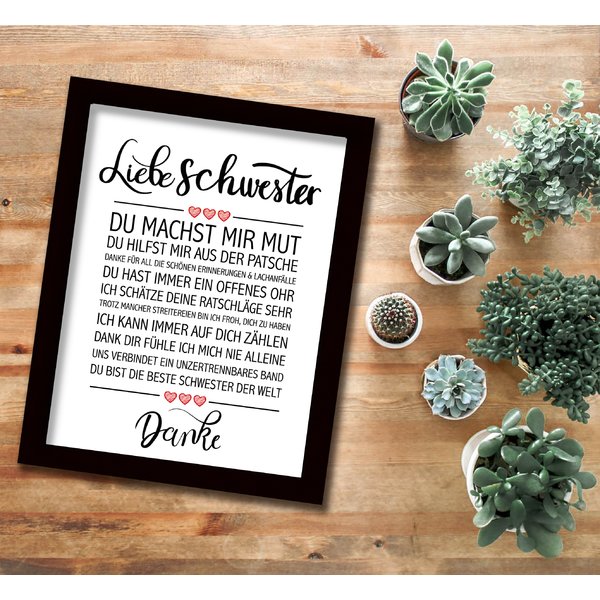 Liebe Schwester gerahmter