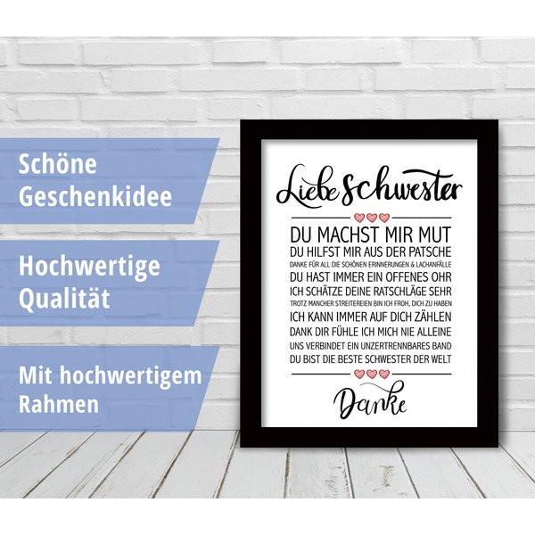 Liebe Schwester gerahmter