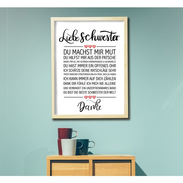 Liebe Schwester gerahmter