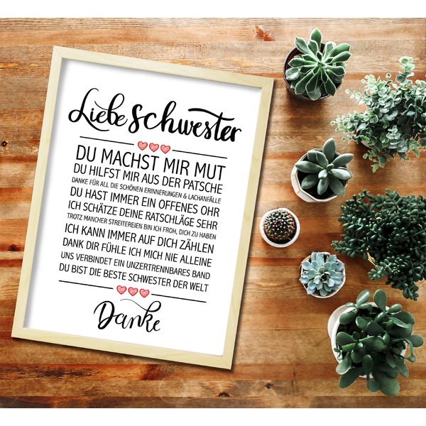 Liebe Schwester gerahmter
