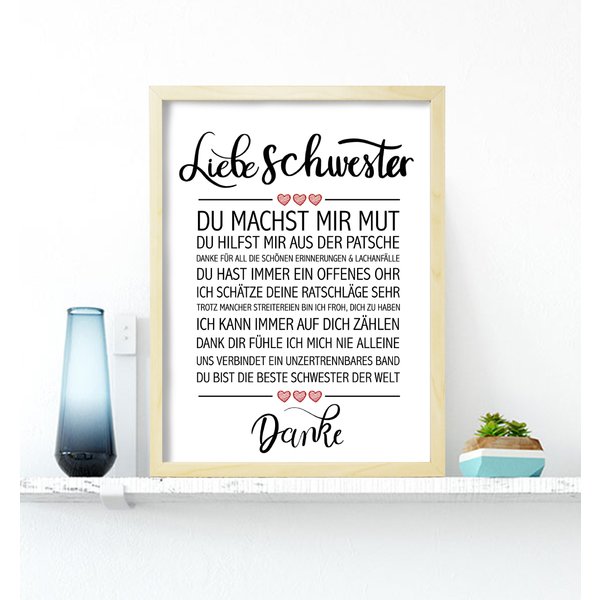 Liebe Schwester gerahmter