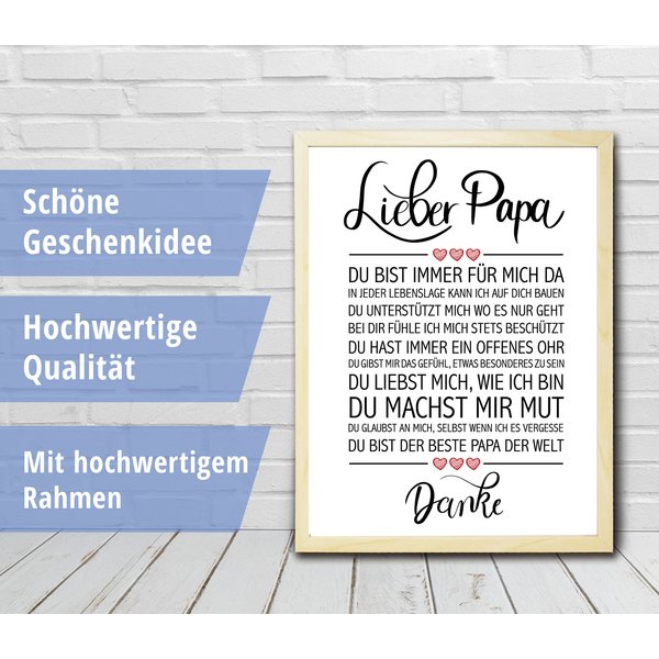 Lieber Papa gerahmter