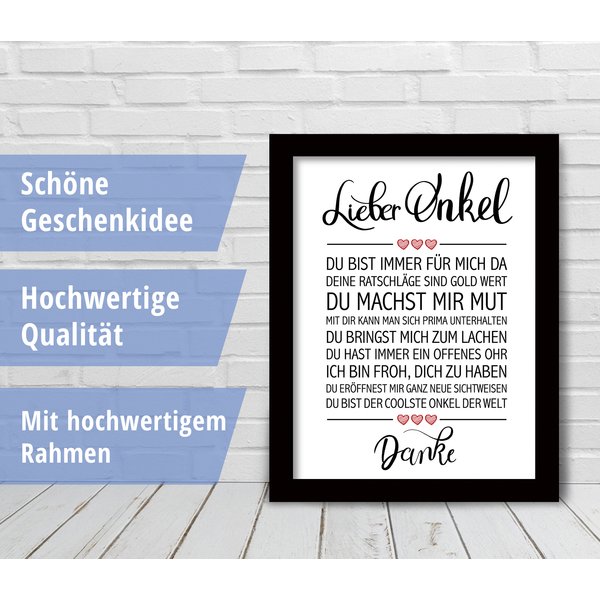 Lieber Onkel gerahmter