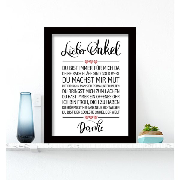 Lieber Onkel gerahmter