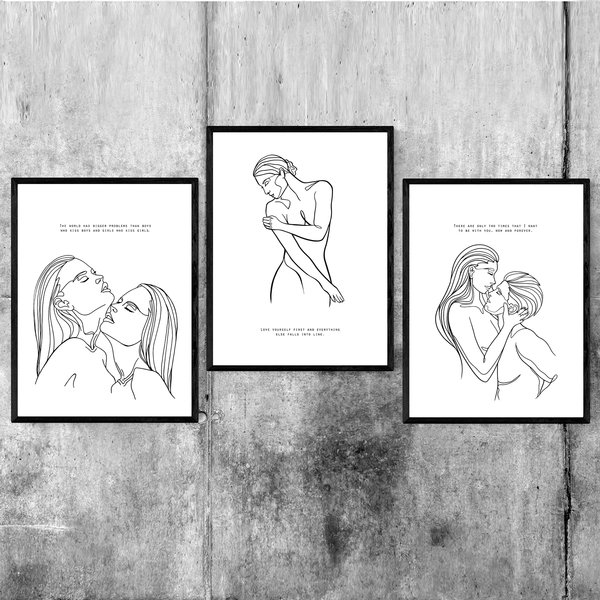 Line-Art Kunstdruck 3er-Set