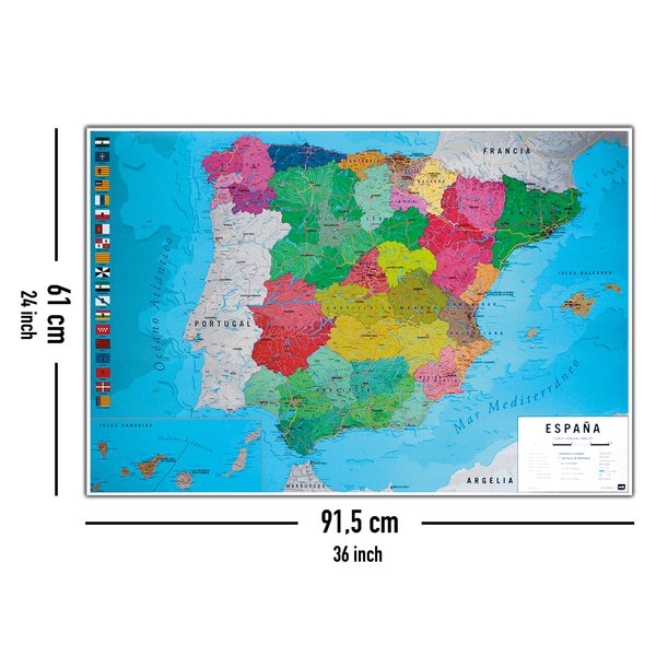 Mapa F&iacute;sico Pol&iacute;tico de Espa&ntilde;a