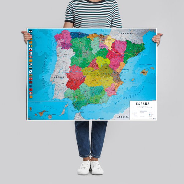 Mapa F&iacute;sico Pol&iacute;tico de Espa&ntilde;a