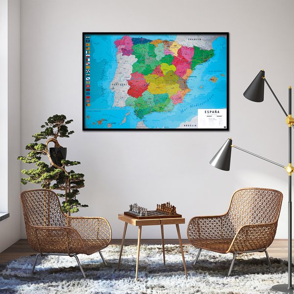 Mapa F&iacute;sico Pol&iacute;tico de Espa&ntilde;a