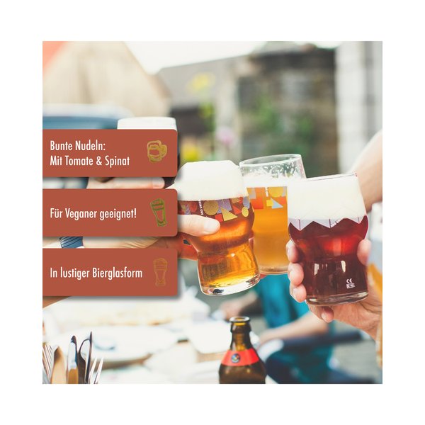 Nudeln in Bierglasform Pasta