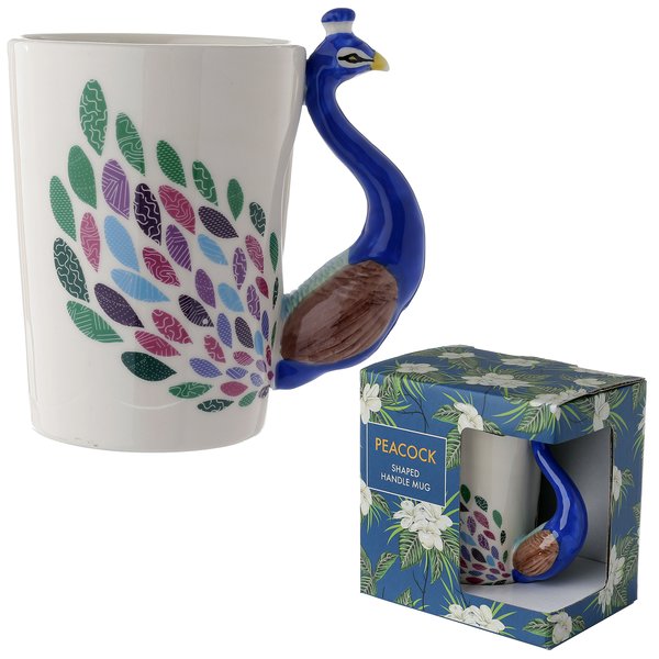 Pfau Tasse mit 3-D Henkel