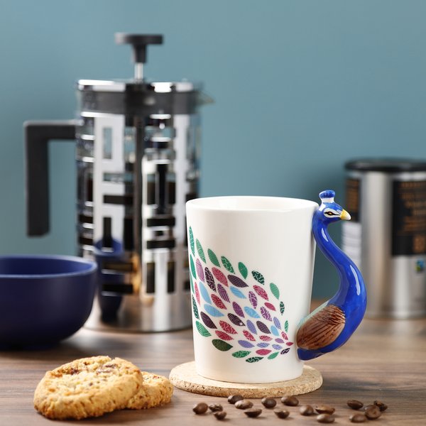 Pfau Tasse mit 3-D Henkel