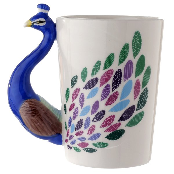 Pfau Tasse mit 3-D Henkel