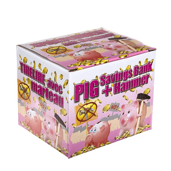 Spardose Schwein mit Hammer