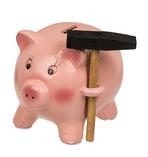 Spardose Schwein mit Hammer