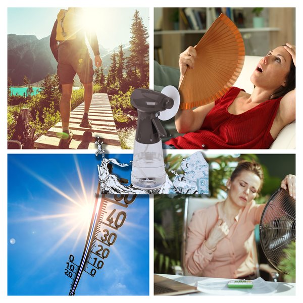 Ventilator mit Sprühflasche