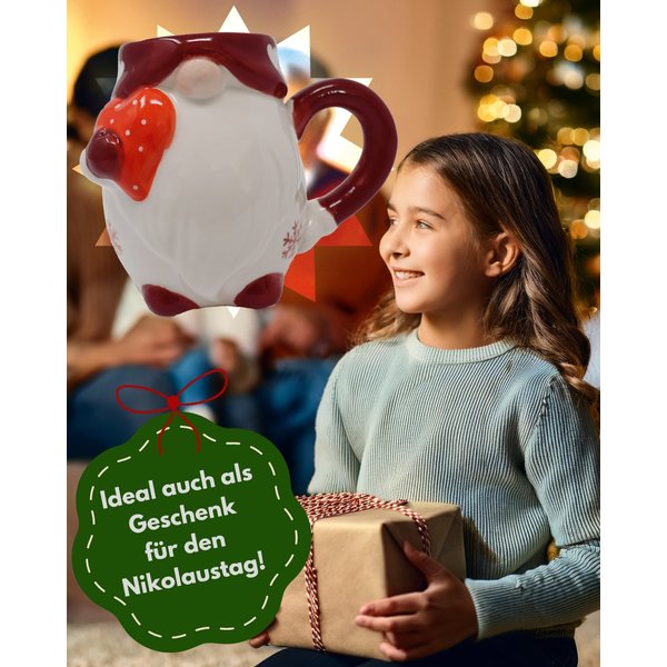 Wichtel Tasse 3D Rot Weiß