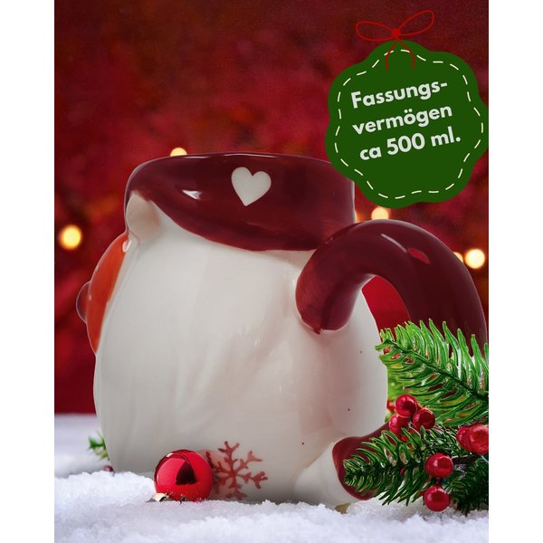 Wichtel Tasse 3D Rot Weiß