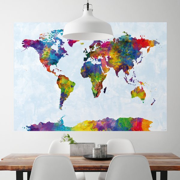 Watercolor World Map Poster